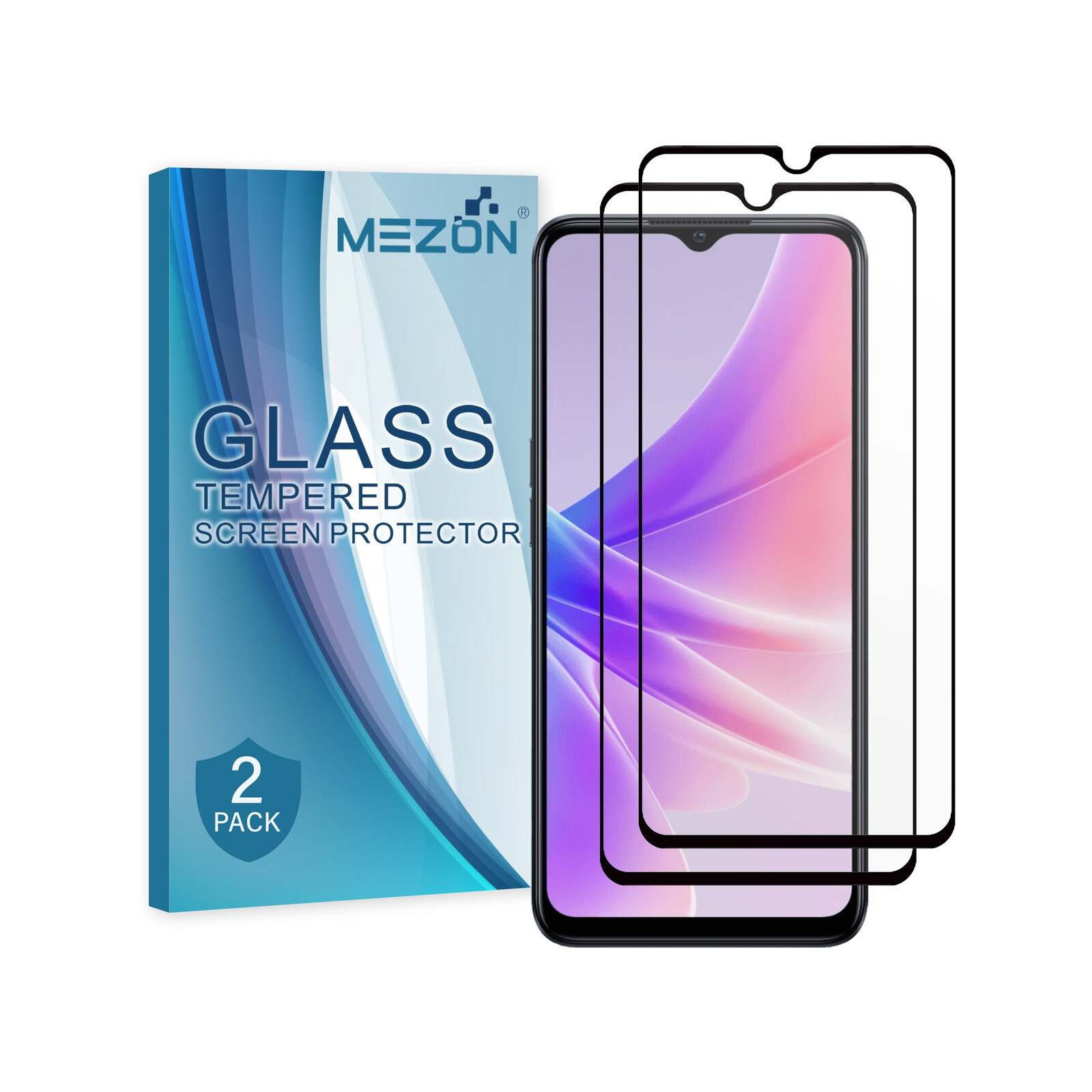 2 Pack MEZON OPPO A57 4G Full Cover Tempered Glass Screen Protectors ...
