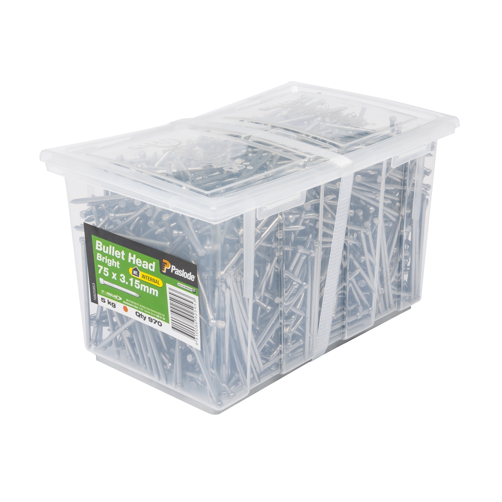 Paslode 75 x 3.15 5kg Bright Steel Bullet Head Nails 970 Pack