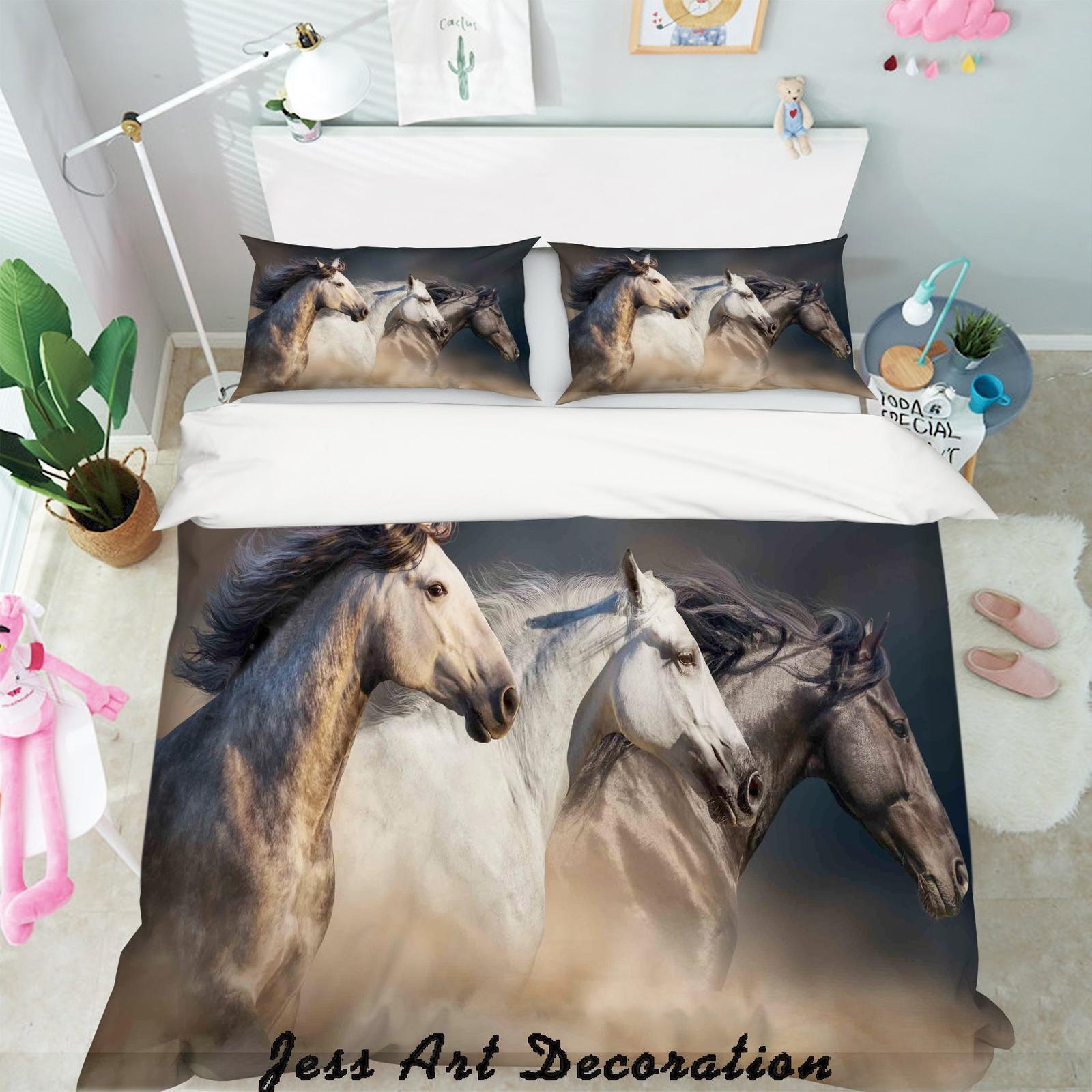 3D Color Horses Quilt Cover Set Bedding Set Pillowcases 142 Bunnings