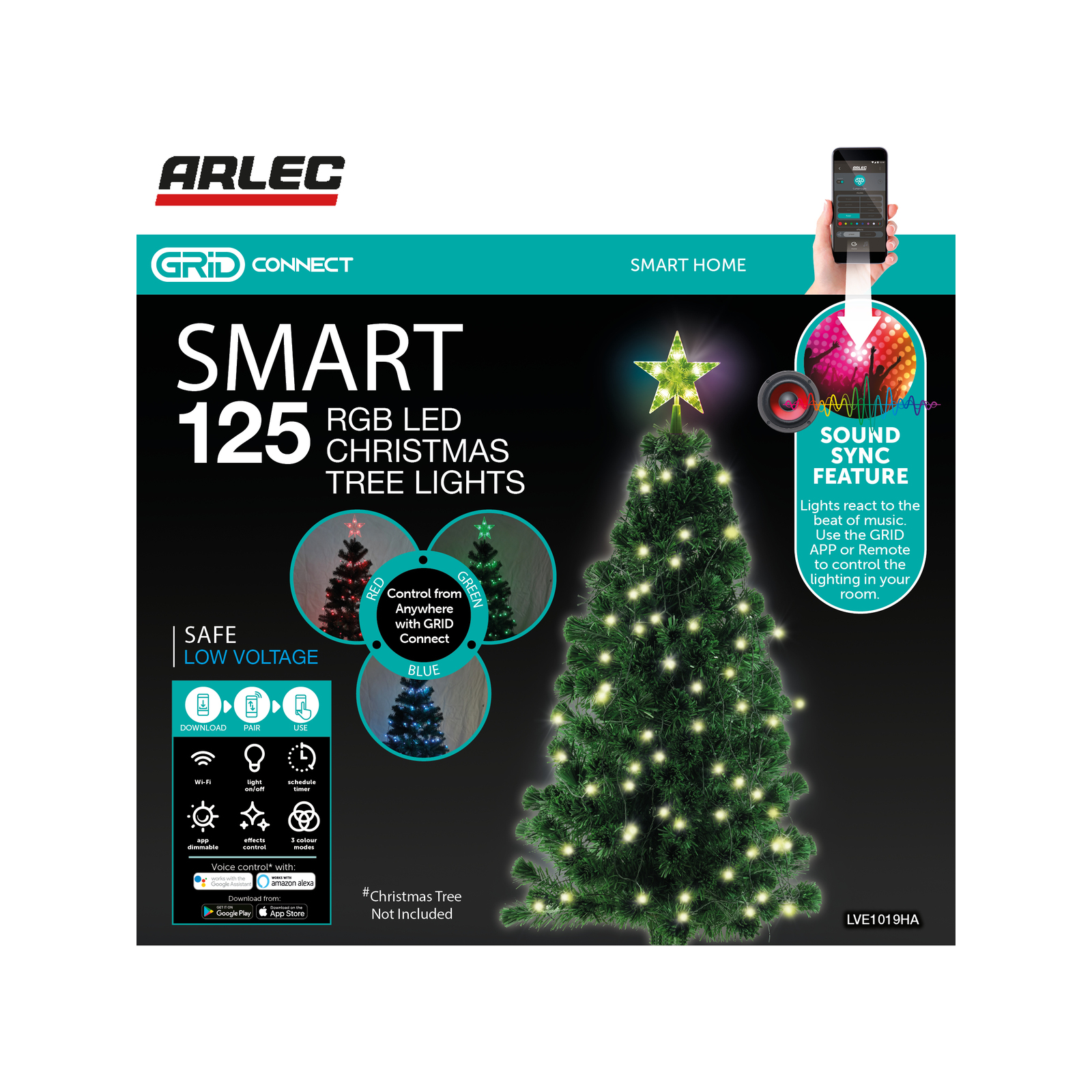 Arlec 125 RGB Smart LED Low Voltage Christmas Tree Lights Bunnings