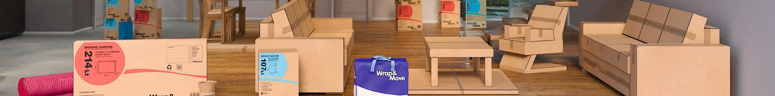 assorted packing boxes and accessories