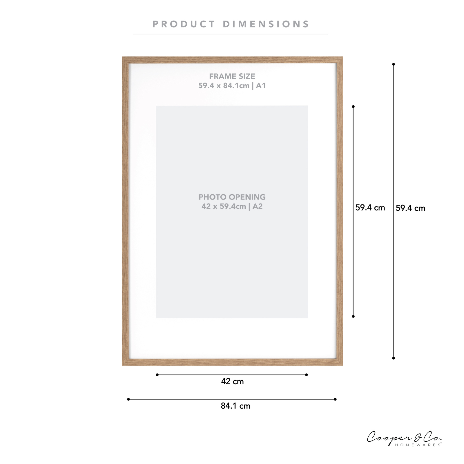 Cooper & Co. A1 Mat to A2 Oak Premium Paradise Wooden Photo Frame