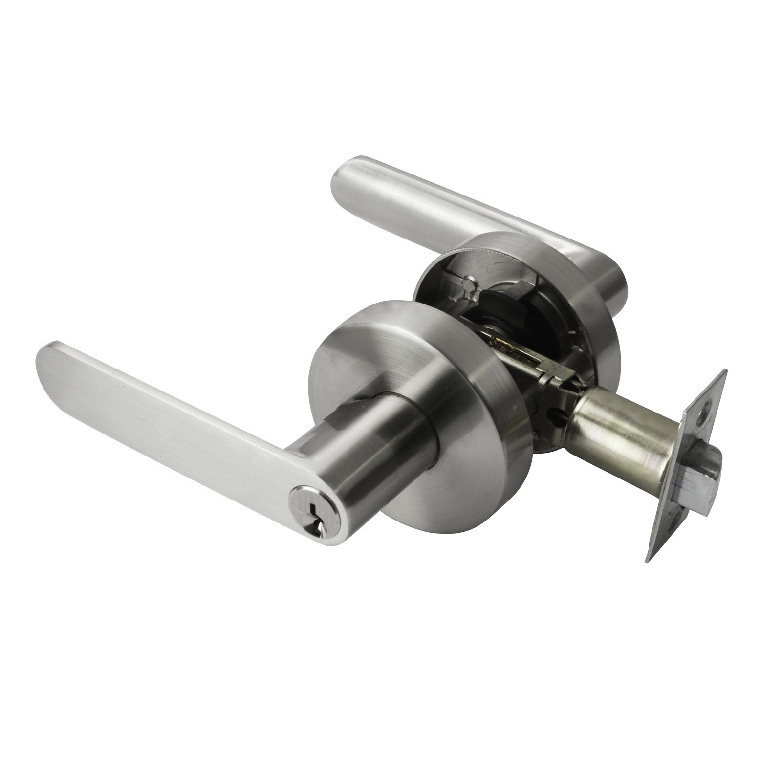 Ikonic Brushed Nickel Contempo Entrance Lever Set Bunnings Australia