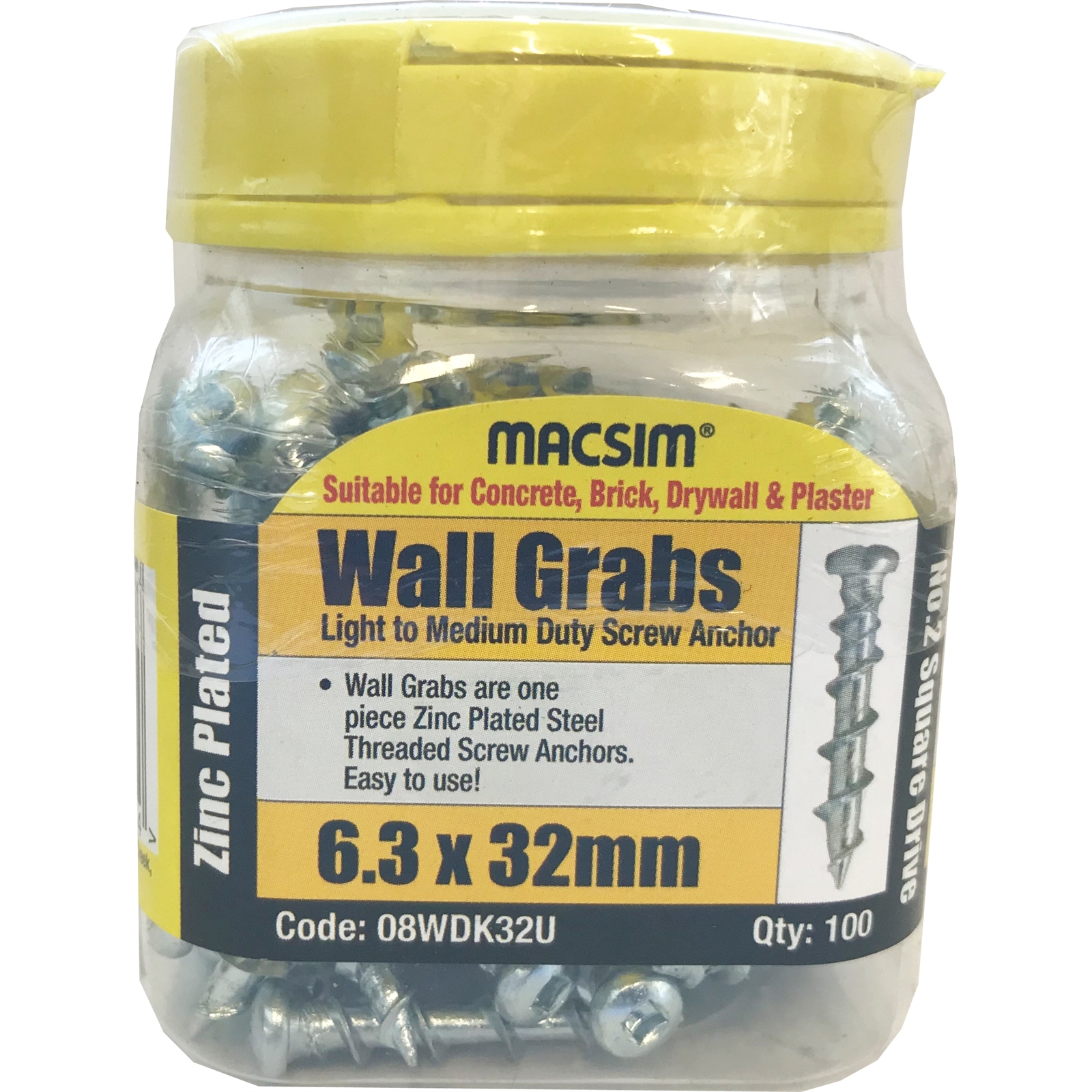 Macsim 32mm Wall Grab Anchor 100 Pack Bunnings Australia