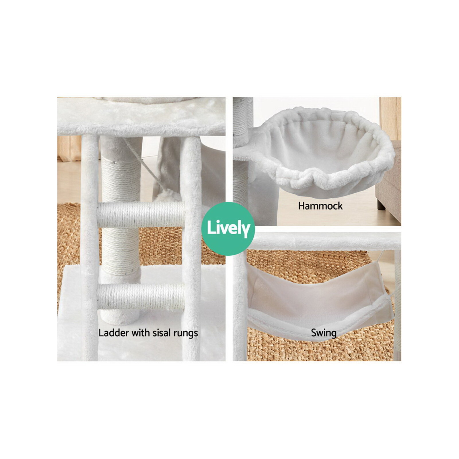 i.Pet Cat Tree 141cm Trees Scratching Post Scratcher Tower Condo House