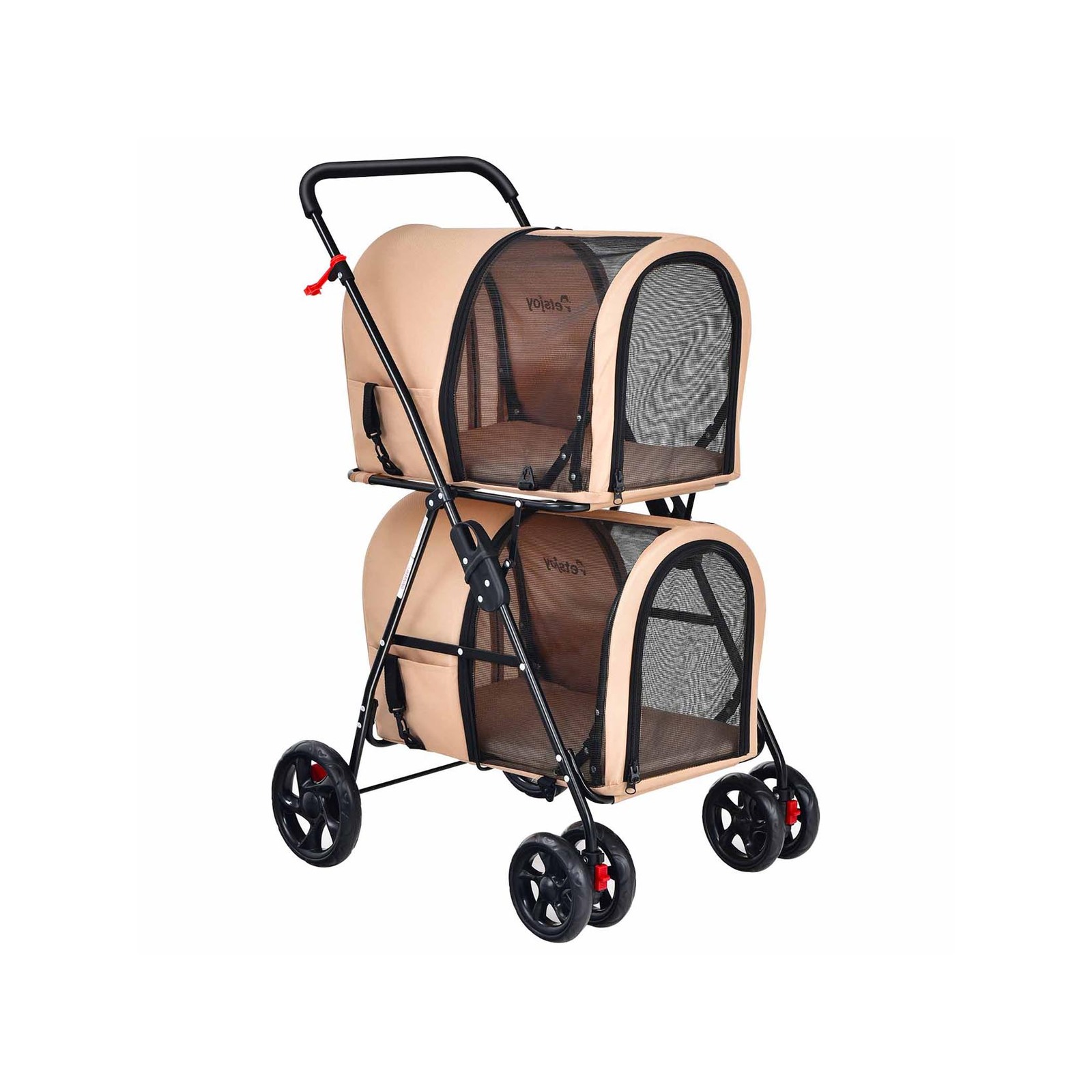 Costway 4in1 Pet Stroller Double Layer Travel Cart Beige Bunnings Australia