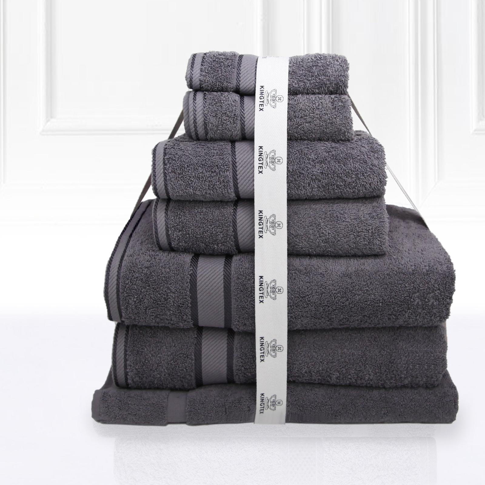 Luxury Kingtex 100% Cotton Towel Set | 7pc Set -Charcoal - Bunnings ...