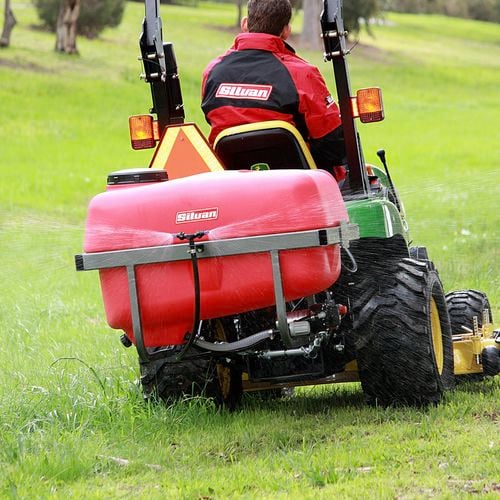 Silvan tank being used on ride on mower to water