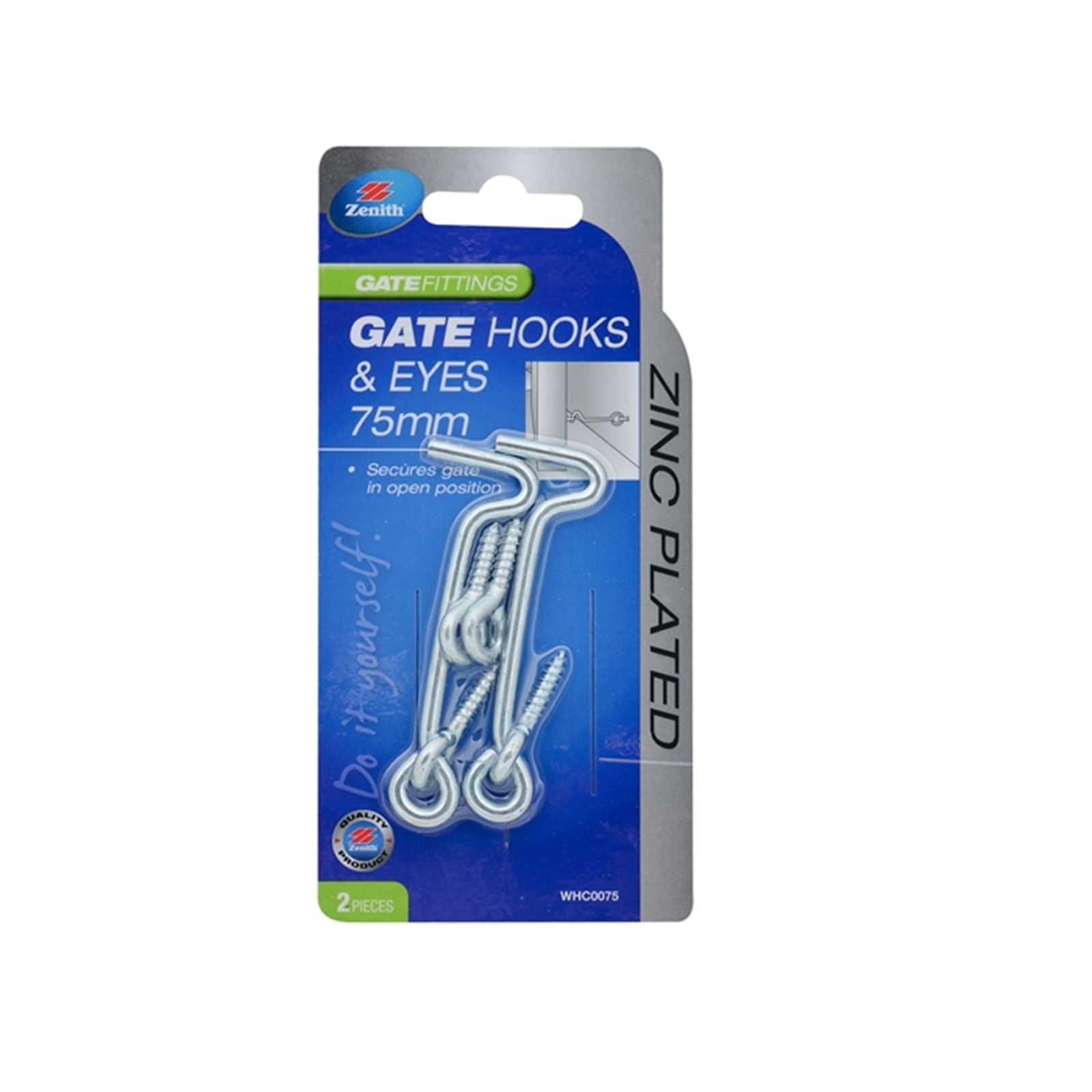 Zenith Gate Hook & Eye 75mm ZP 2pc - Bunnings New Zealand