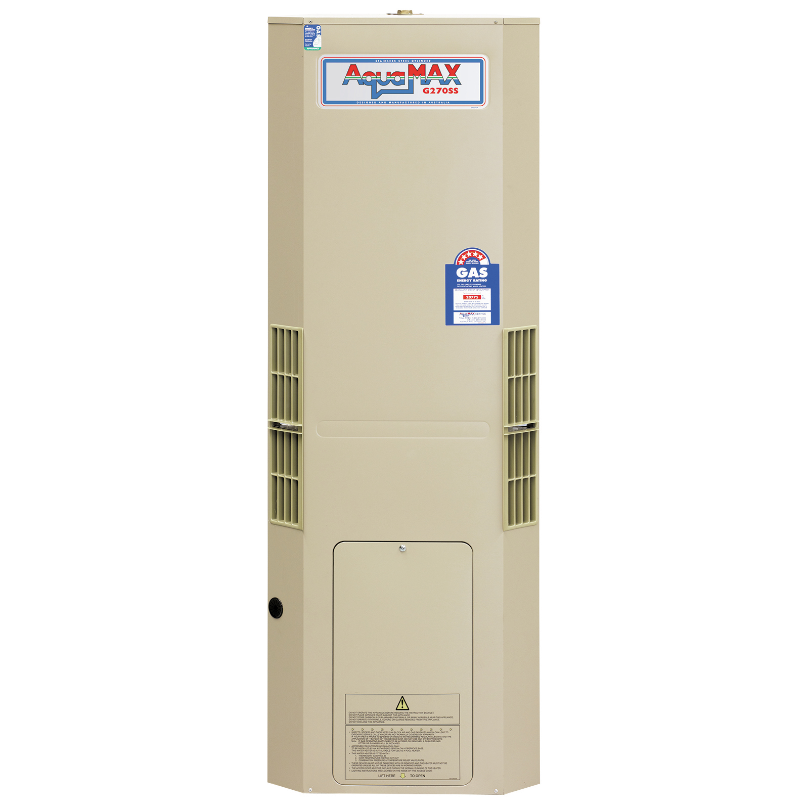 AquaMAX 130L Natural Gas Stainless Steel Water Heater - Bunnings Australia