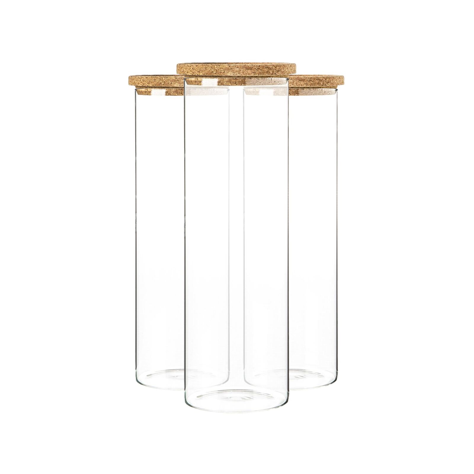 Argon Tableware Glass Storage Jars with Cork Lids 2 Litre Pack of 3