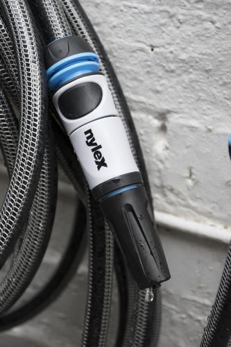 Close up of a Nylex standard garden hose nozzle
