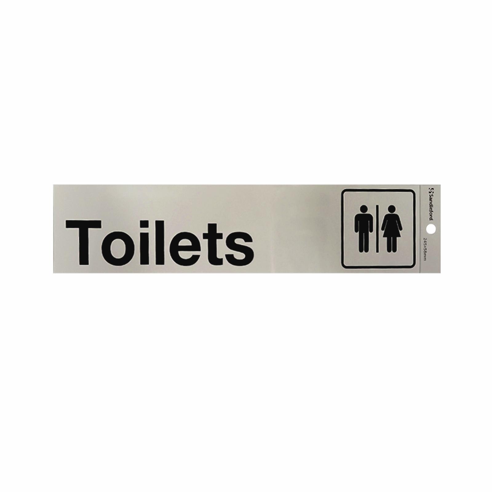 Sandleford 245 x 58mm Toilet Mens And Ladies Silver Self Adhesive Sign ...