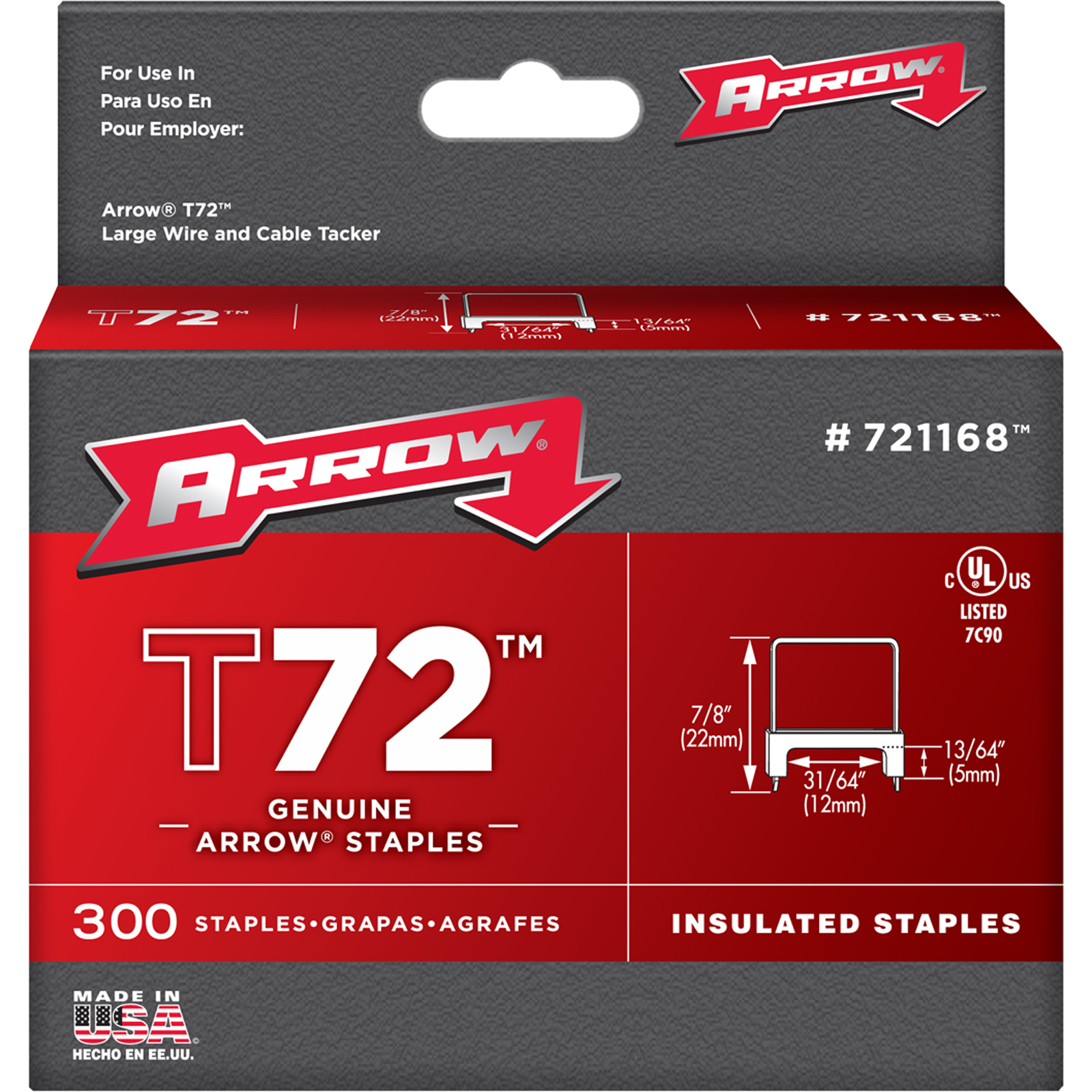 Genuine Arrow T72 5x12mm Insulated Staples - 300 Pack