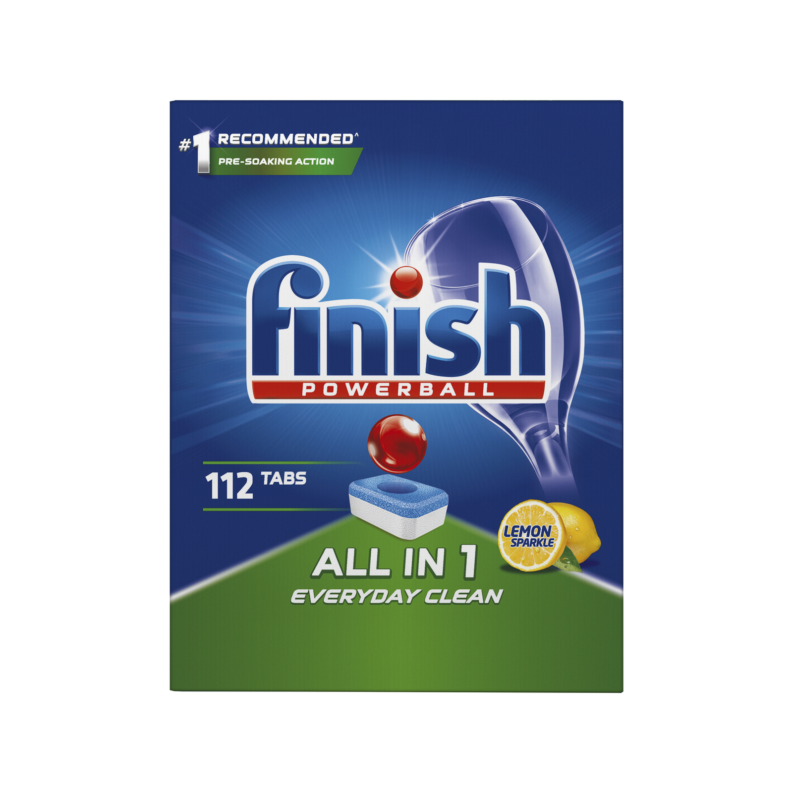 Finish Powerball 112 Pack Lemon Sparkle All In One Everyday Clean