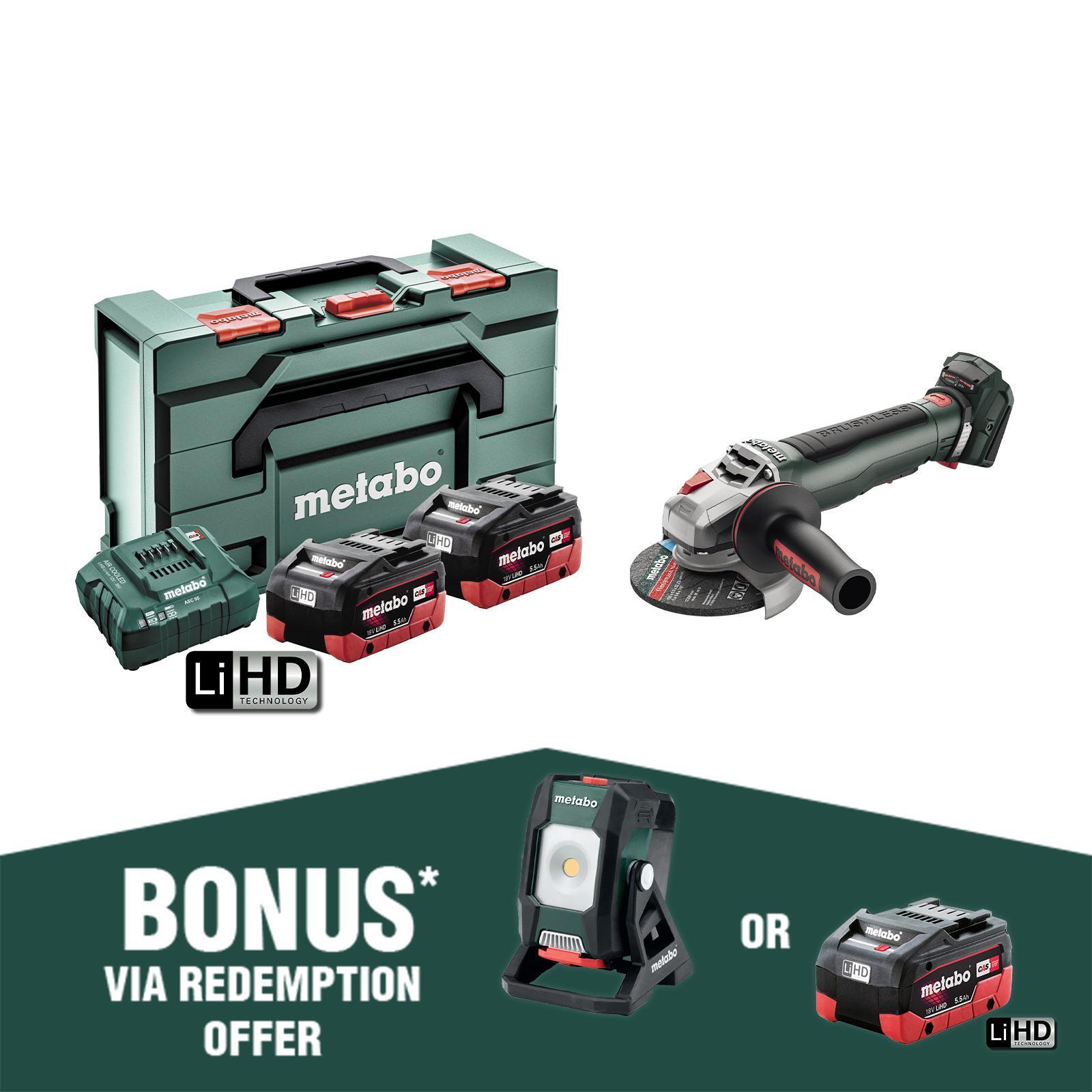 Metabo 18V WPB 18 LT BL 11-125 Quick Angle Grinder Kit - Bunnings Australia