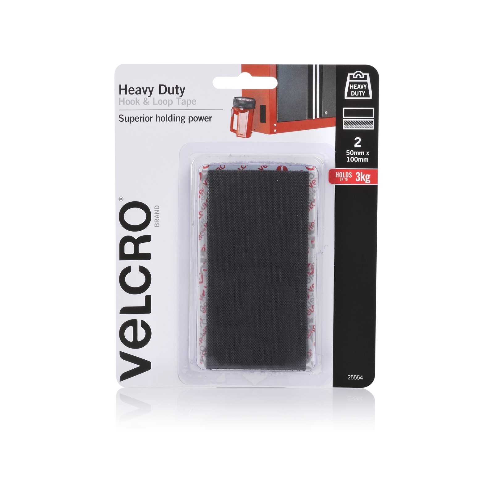 VELCRO Brand 50 x 100mm Heavy Duty Hook and Loop Tape 2 Pack