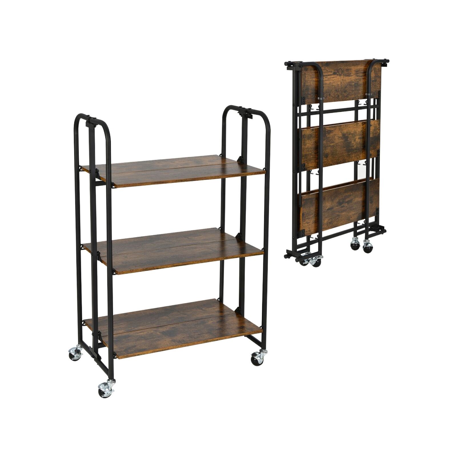 Costway 3Tier Folding Trolley Mobile Kitchen Island Cart Bunnings