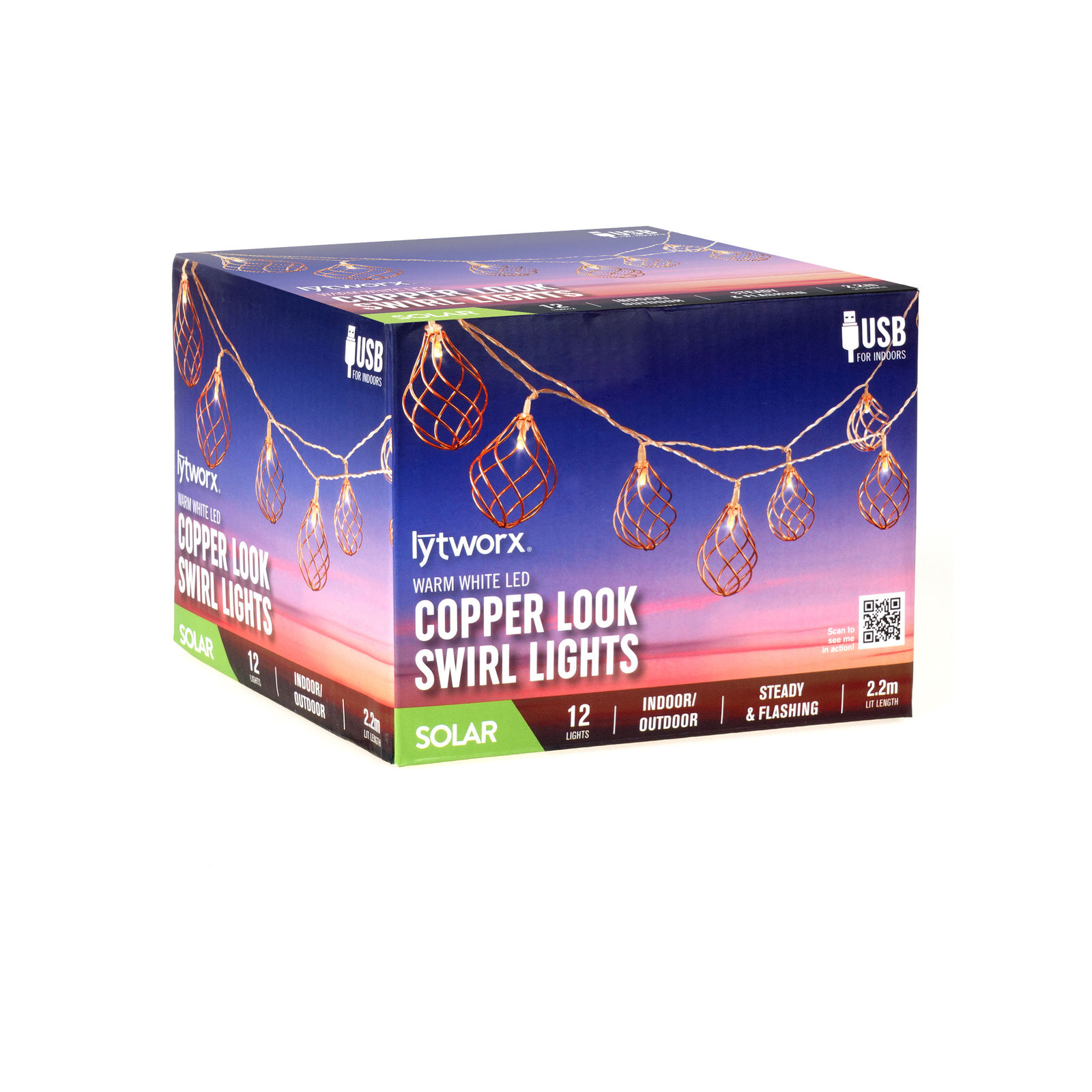 Lytworx Solar / USB Copper Look Swirl Lights 12 Pack Bunnings Australia