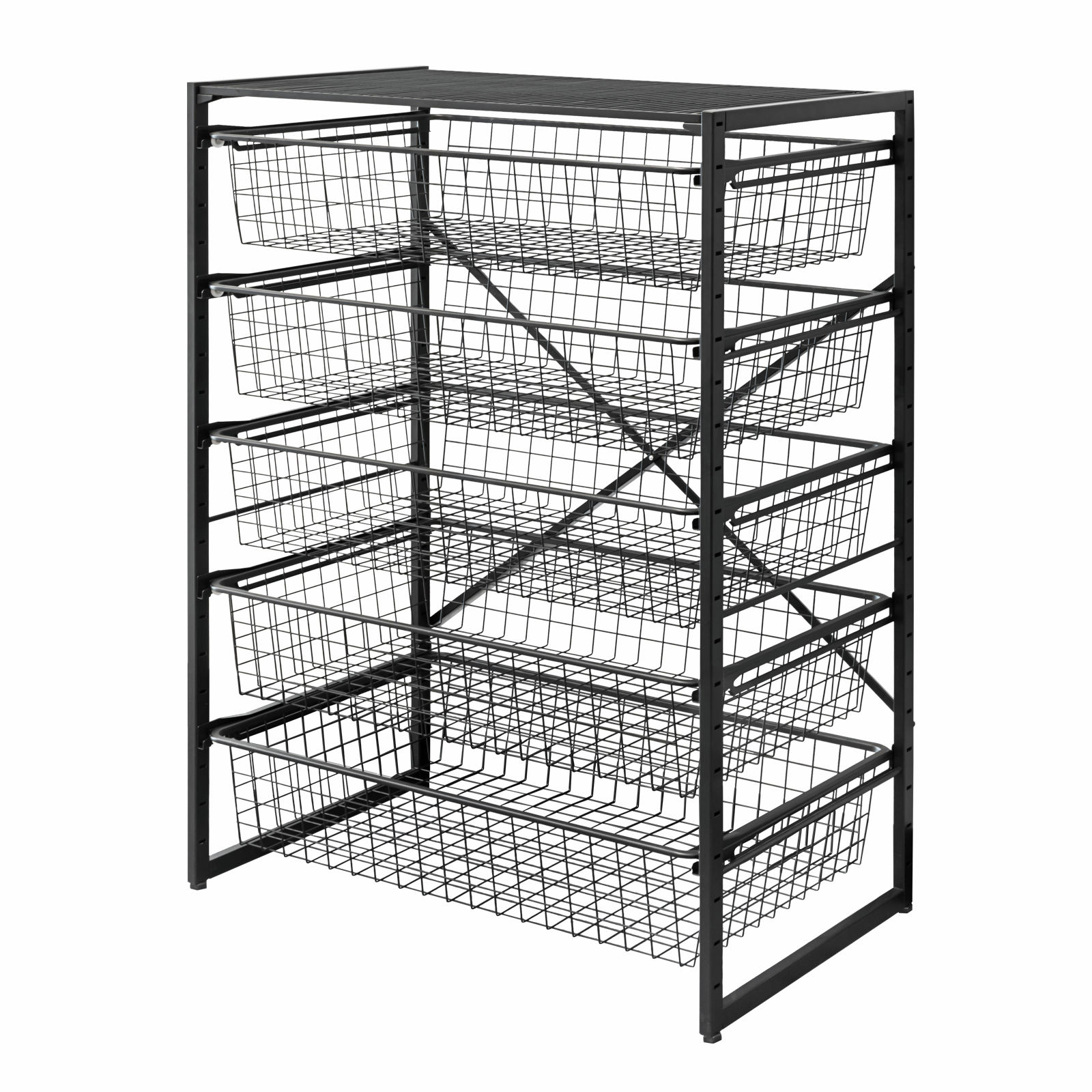 Pinnacle 1100 x 750 x 460mm Black 5 Basket Wardrobe Storage Unit