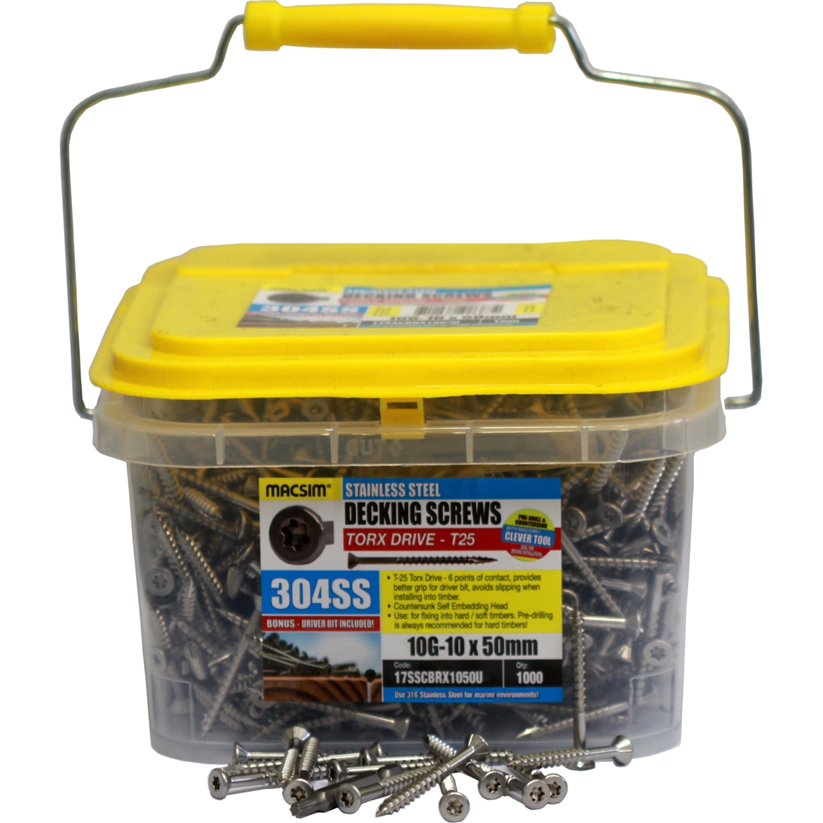 Macsim 10G10 x 50mm 304 Stainless Steel Torx Decking Screws 1000