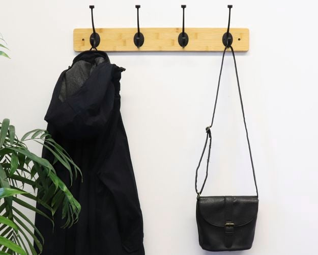 objects on a wall rack