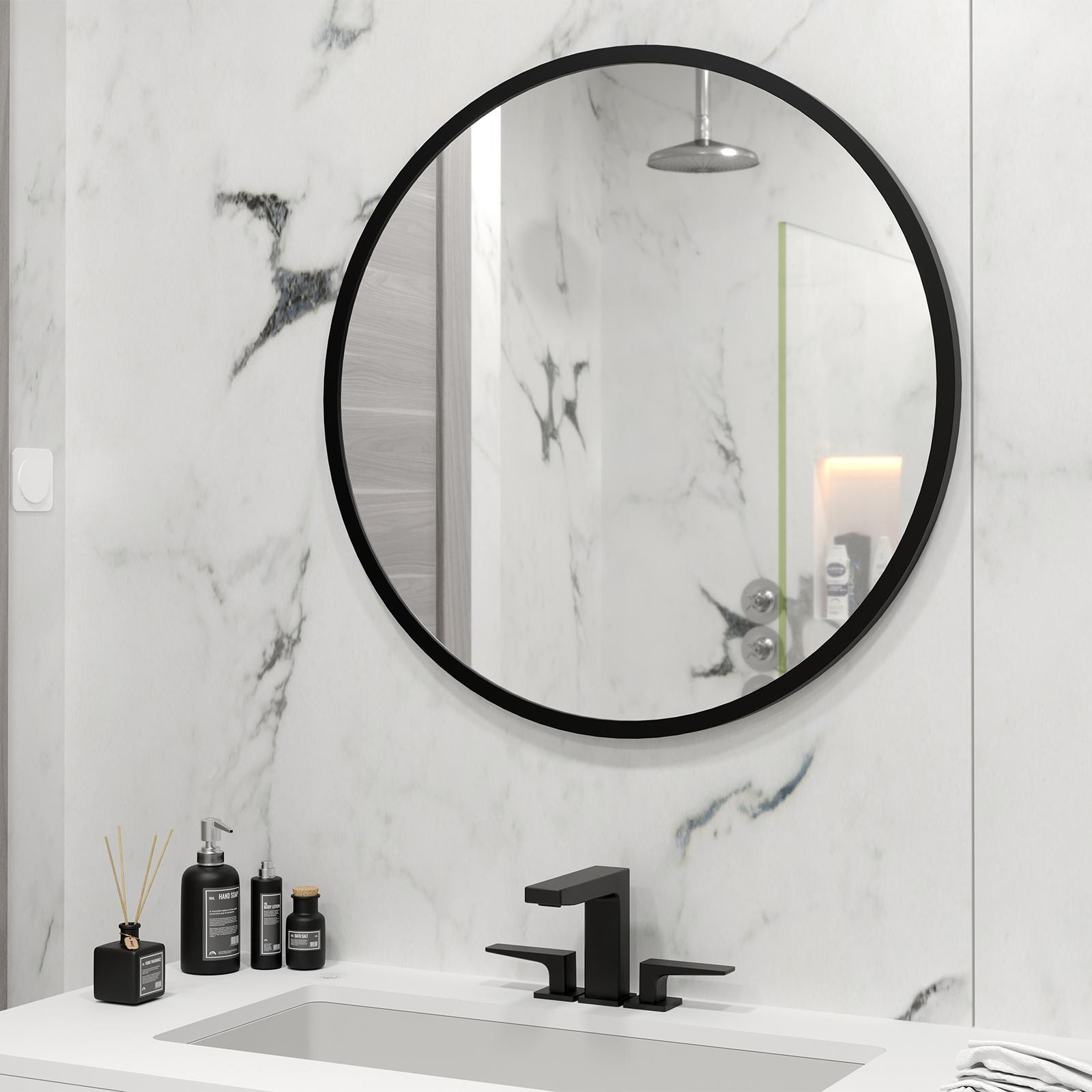 Living Elements 800 x 20mm Black Framed Round Mirror Bunnings Australia
