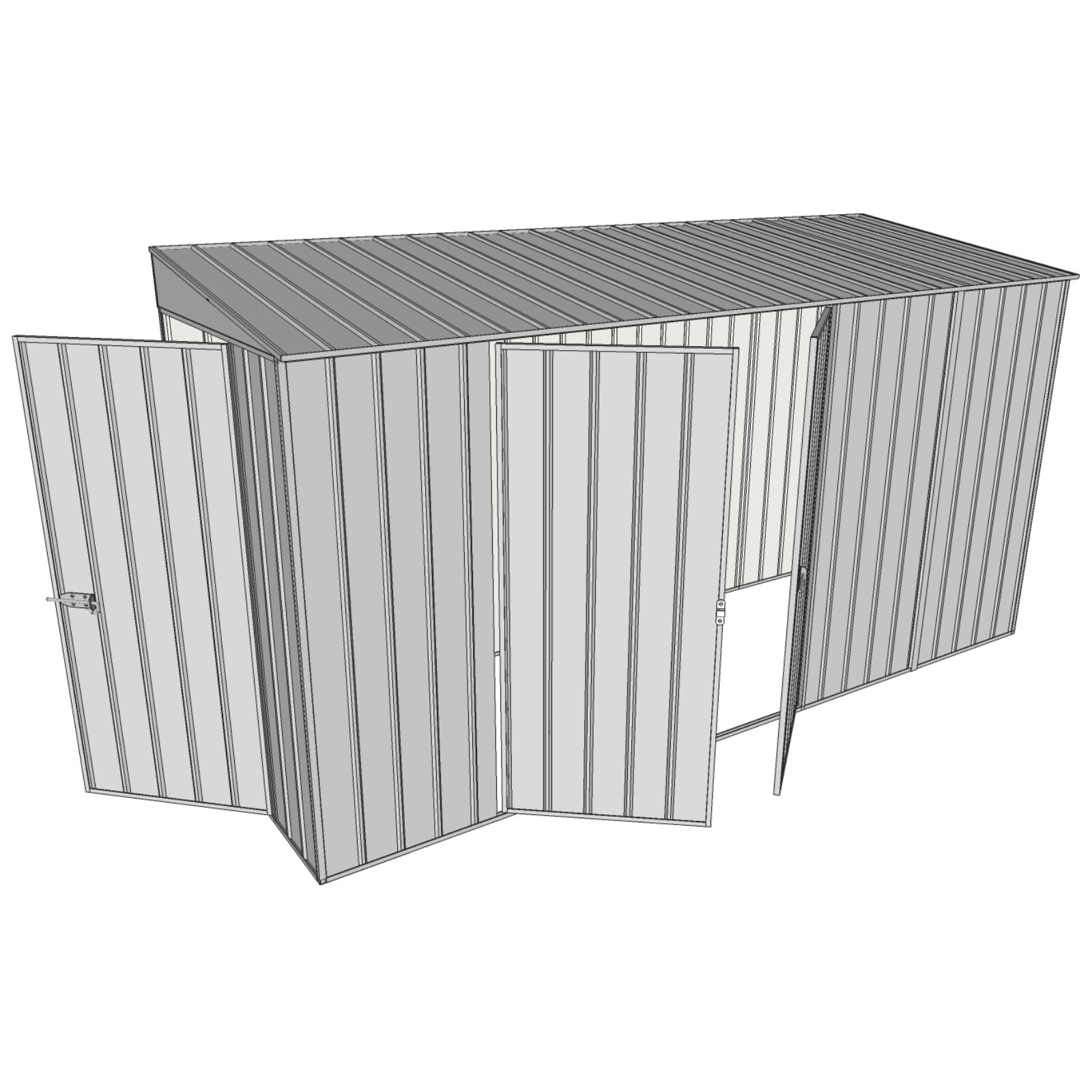 Build-A-Shed 1.2 x 3.7 x 2.0m Skillion Double Hinged Side Doors Shed ...