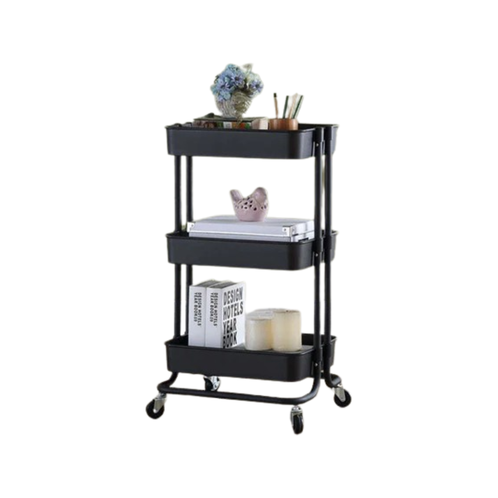 Viviendo 3 Tier Organiser Storage Trolley (Black) - Bunnings Australia