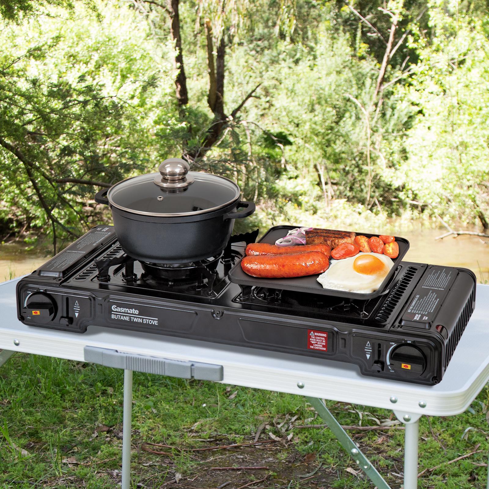 Gasmate Butane Twin Stove with Hotplate u0026 Pot Set - Bunnings Australia