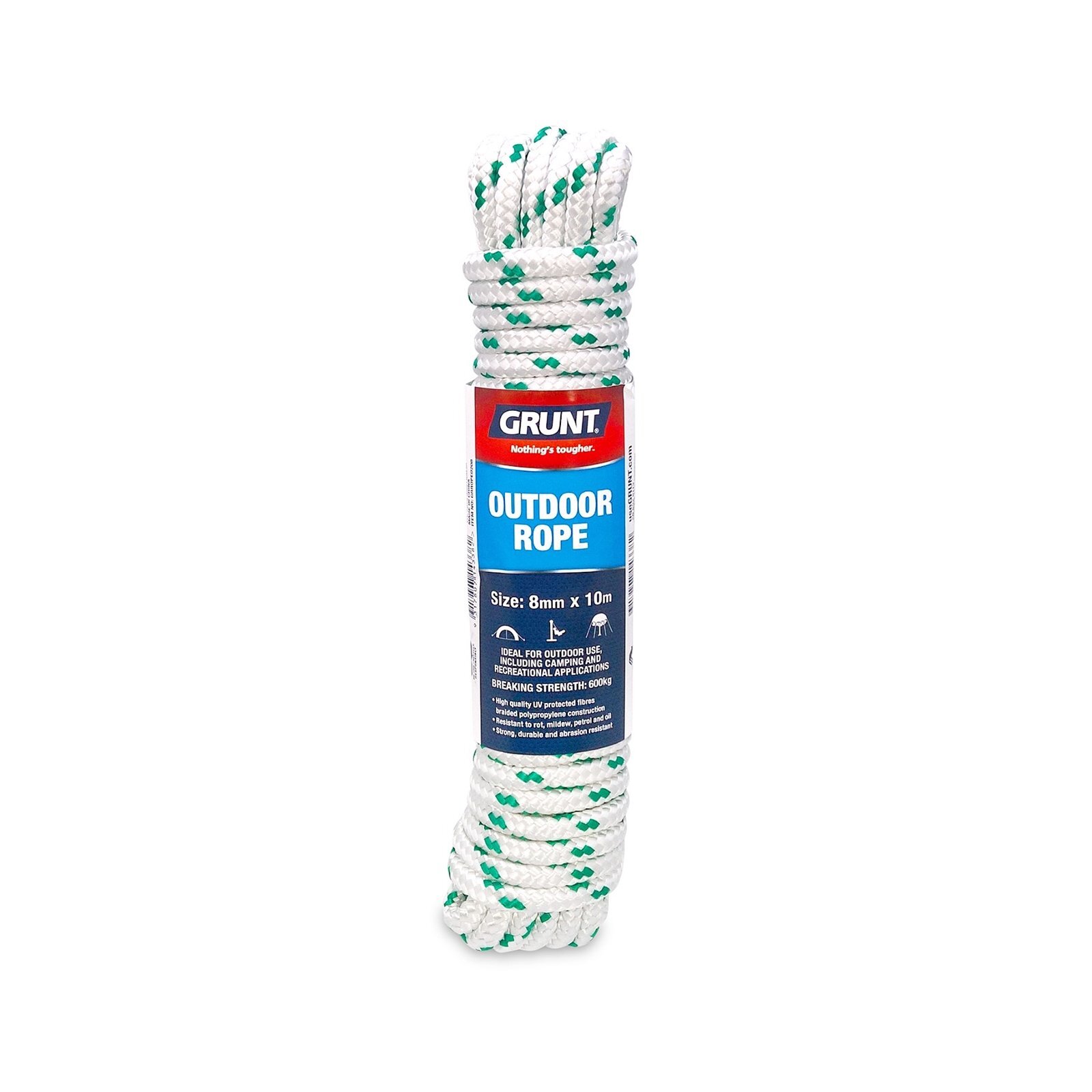 Grunt 8mm X 10m White And Green Outdoor Rope Bunnings Australia