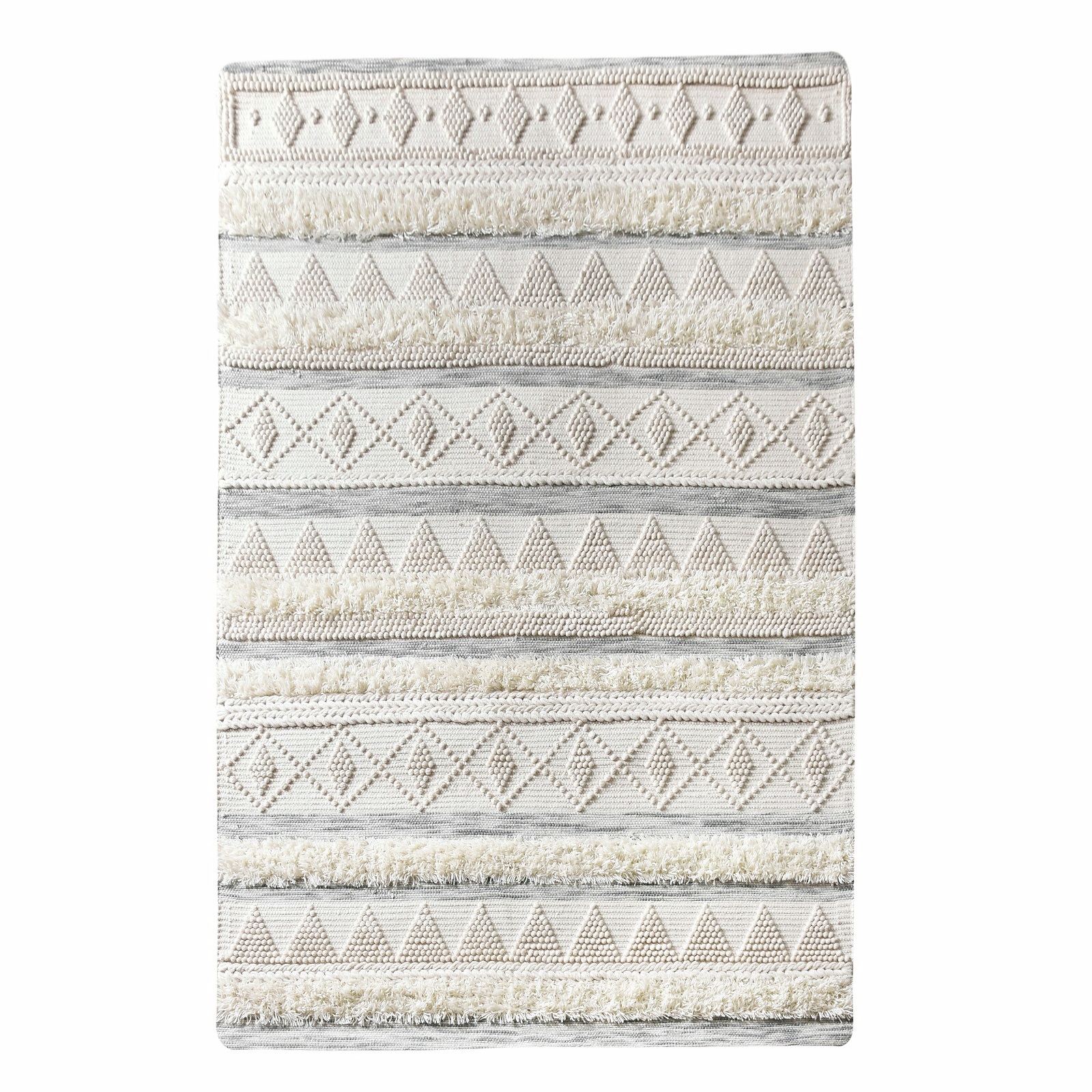 Rug Republic 160 x 230cm Gabion Ivory/Grey Wool Rug Bunnings Australia