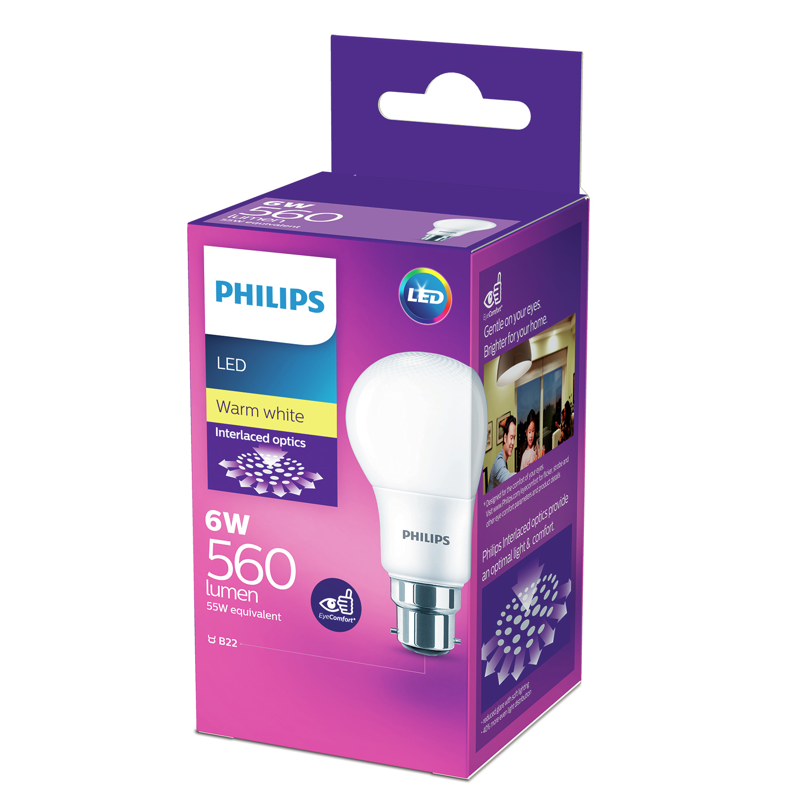 Philips A60 B22 LED 560Lm Warm White 6W Globe - Bunnings Australia