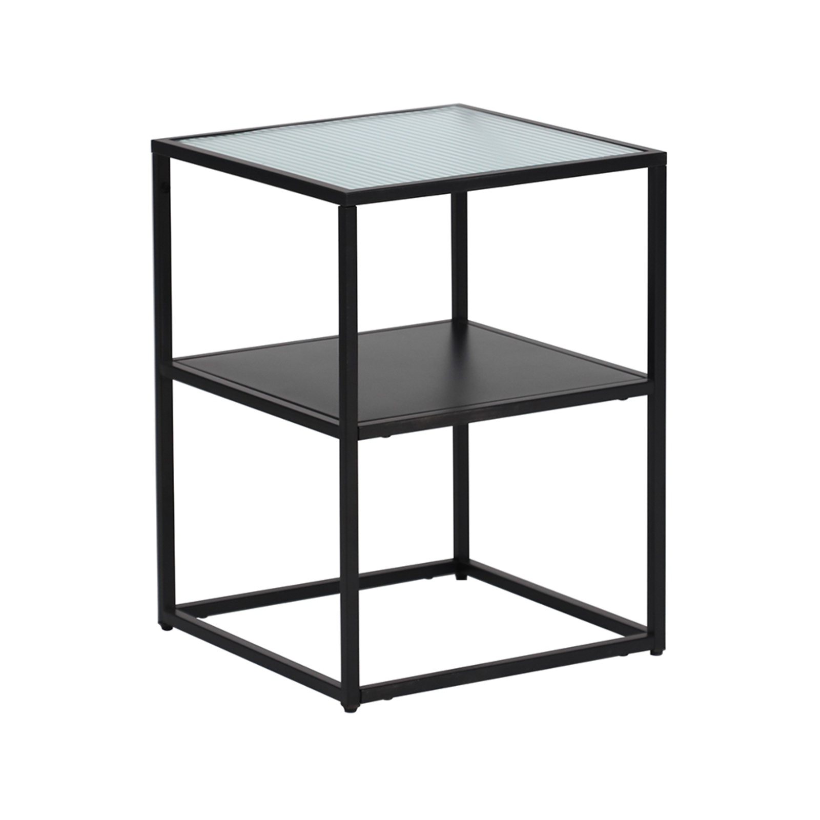 Levede 2Tier Side Table Open Design Steel Home Shelf Safety Glass End
