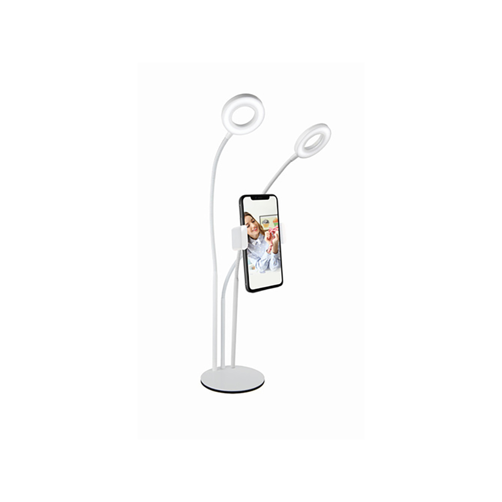 Vivitar 3in1 Desktop Stand w/ Ring Light & Cradle Phone Holder White