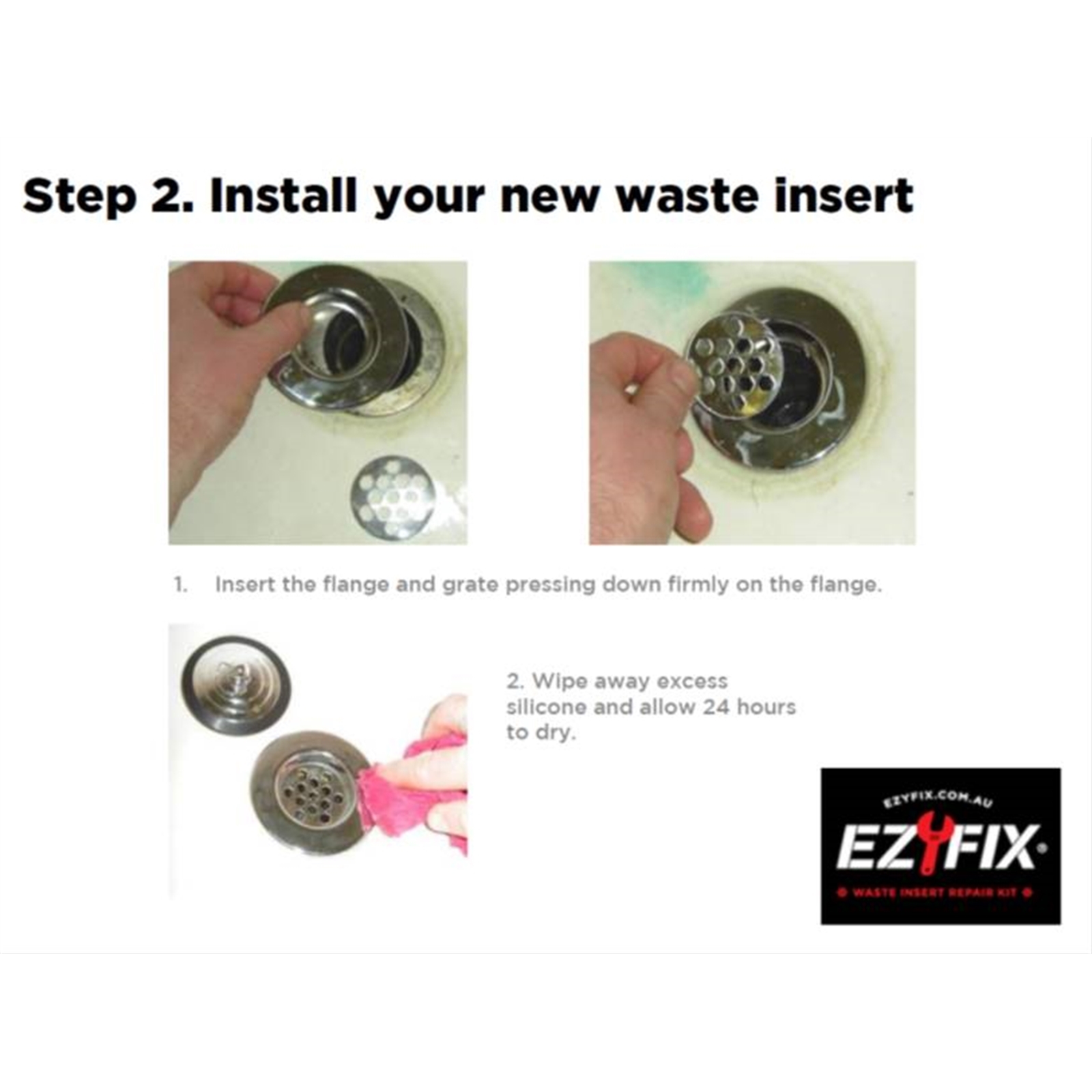 Ezyfix 40mm Chrome Waste Insert and Plug Bath Repair Kit Bunnings