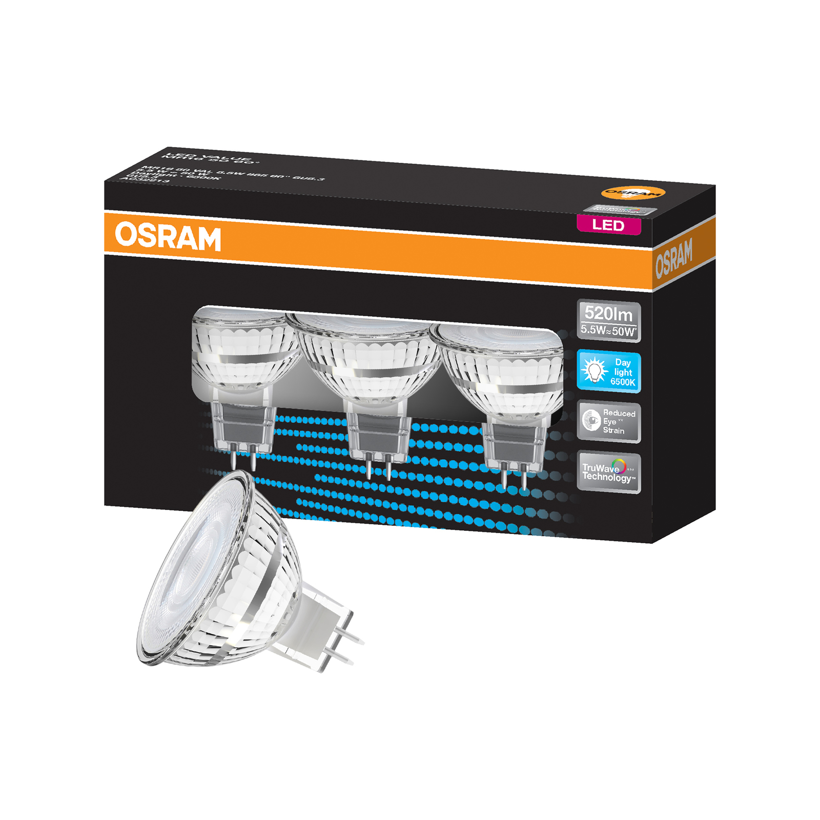 Philips LEDspot LV Value GU5.3 MR16 7W 827 60D (MASTER), Extra Warm White  - Dimmable - Replaces 50W