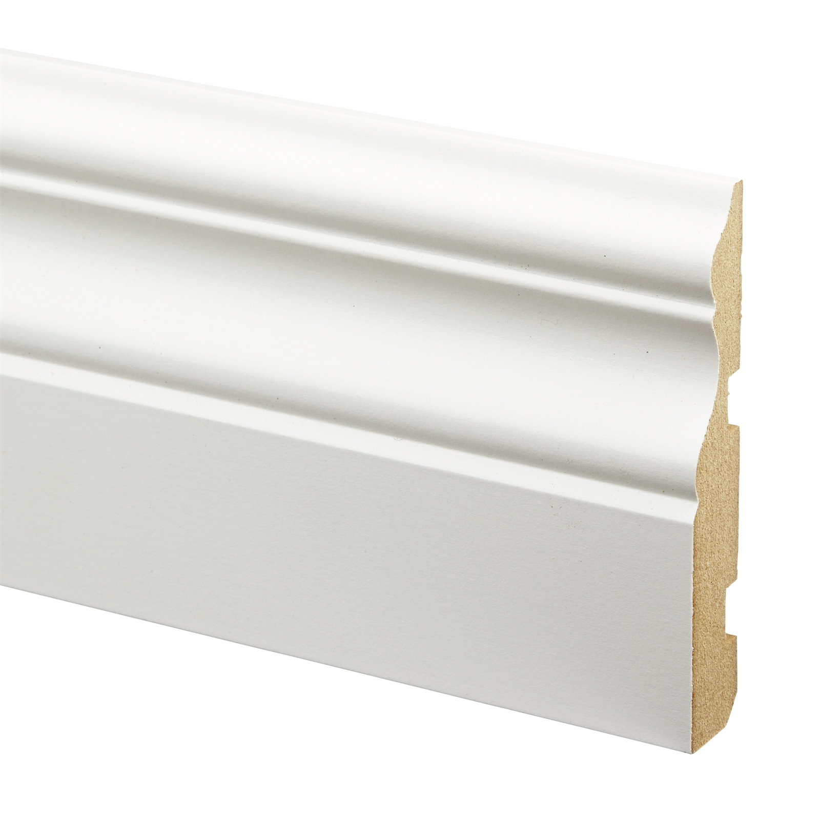 90mm 3.6m Moulding White MDF Colonial Click'n'Stick 2 Pack Bunnings
