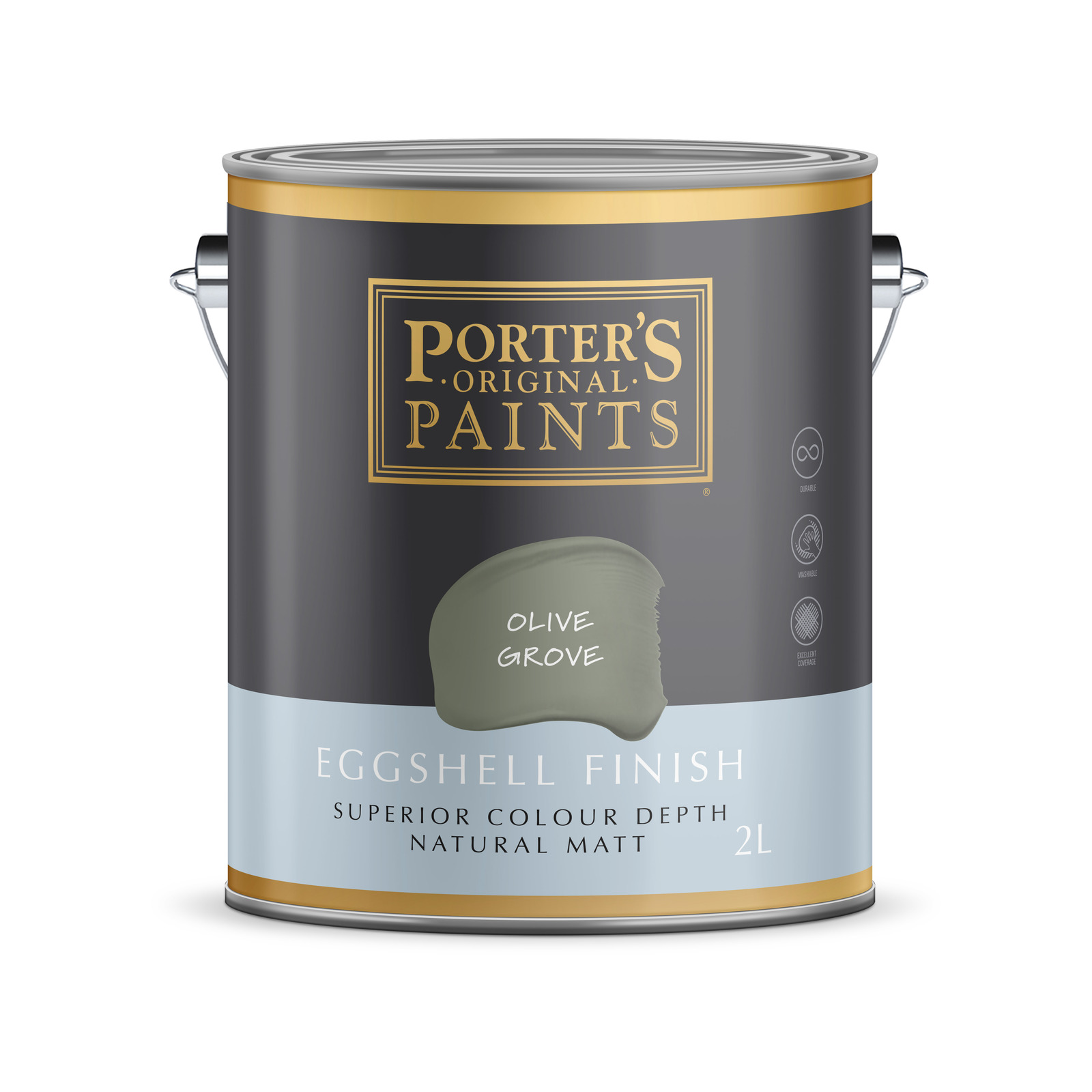 Porter's 2L Olive Grove Eggshell Finish Broadwall Washable Paint ...