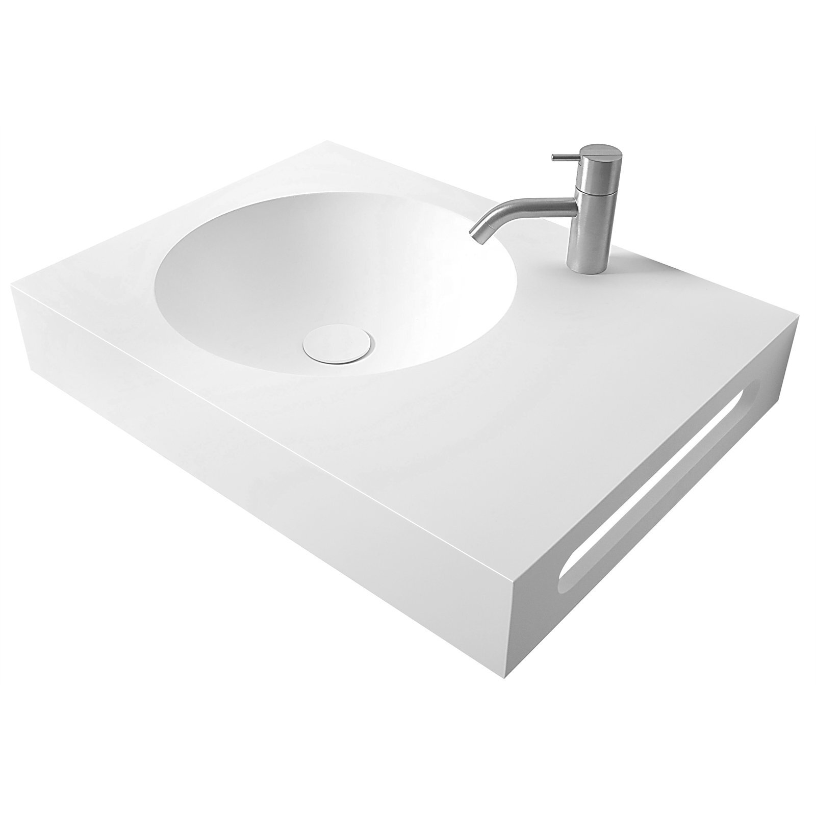 Cibo Design 600mm White Apollo Solid Surface Wall Hung Basin Bunnings