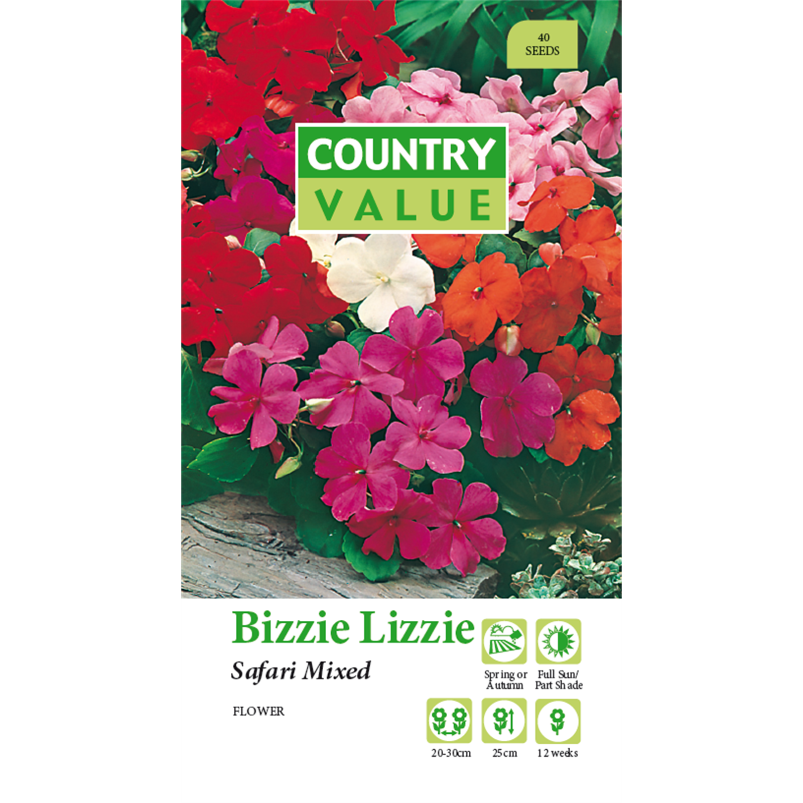 Country Value Safari Mixed Bizzie Lizzie Flower Seeds Bunnings Australia
