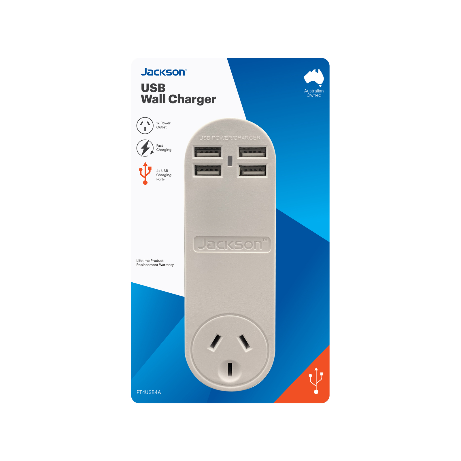 Jackson USB Charger With 4 USB Fast Charging Ports - Bunnings Australia