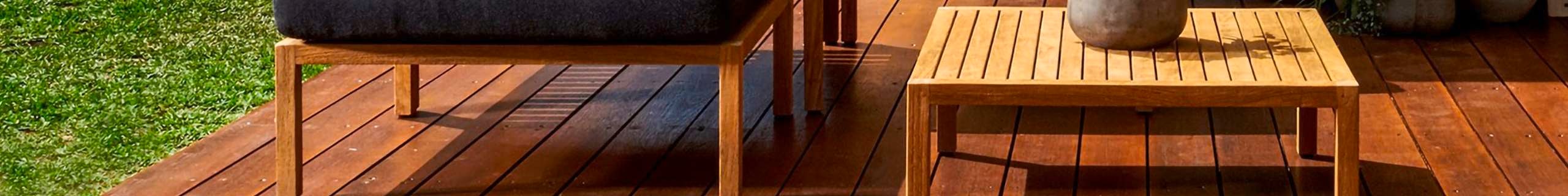 Outdoor timber setting in yard