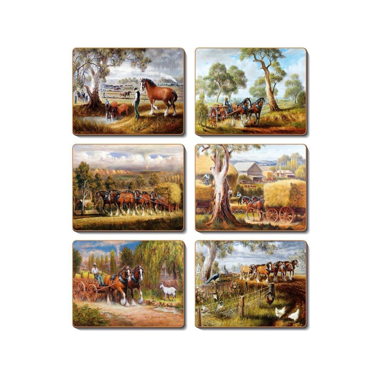 Cinnamon Cork Backed Coasters Set of 6 Working Horses Bunnings Australia