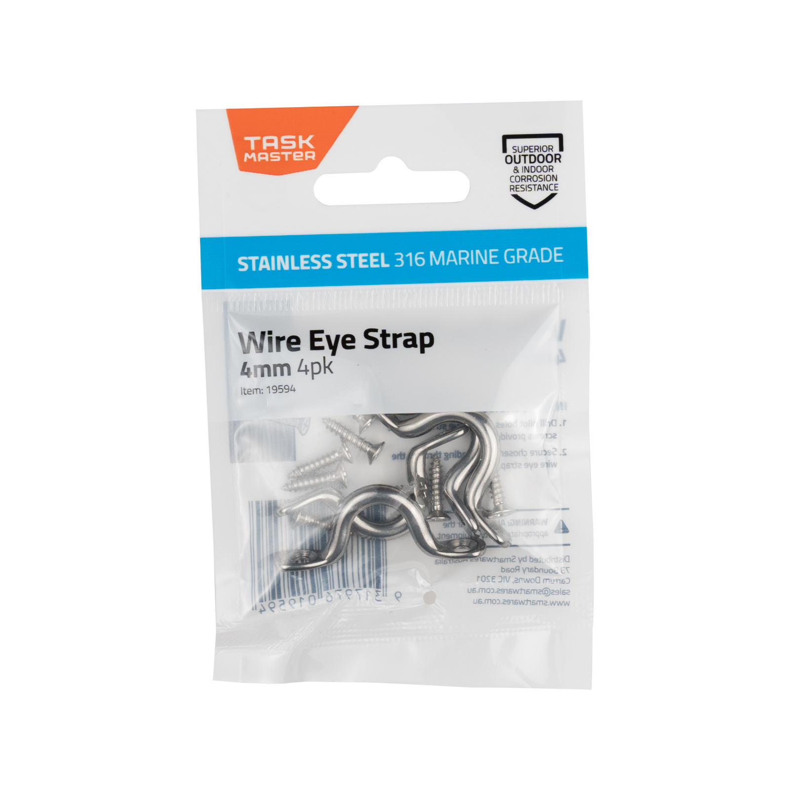 Taskmaster 4mm 316 Stainless Steel Wire Eye Strap 4 Pack Bunnings
