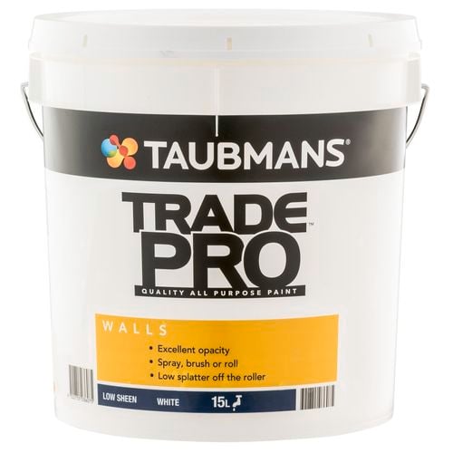 Taubmans 15L Trade Pro White Low Sheen Interior Wall Paint - Bunnings ...