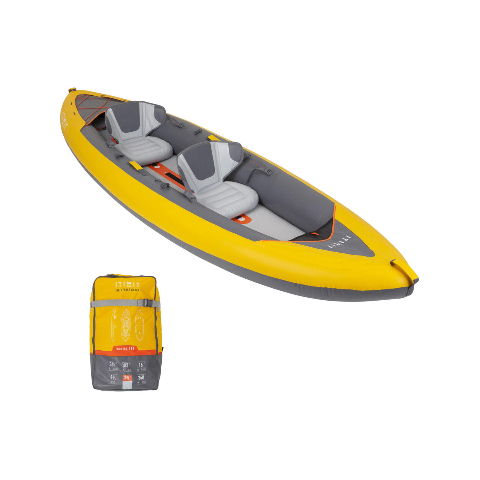 X100+ 2 Person HighPressure Inflatable Touring Kayak Yellow