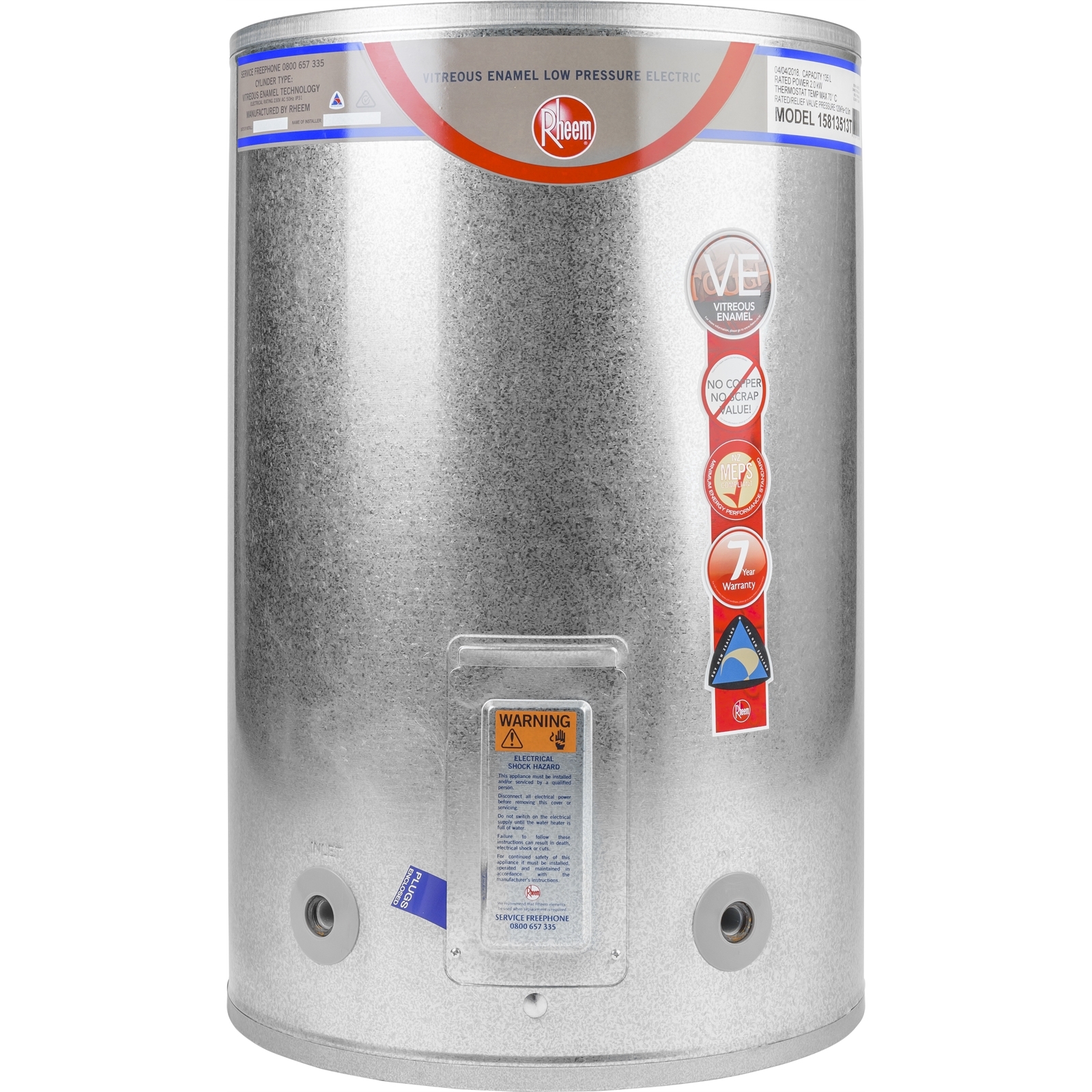 Rheem 135L Vitreous Enamel Low Pressure Hot Water Cylinder - Bunnings New  Zealand