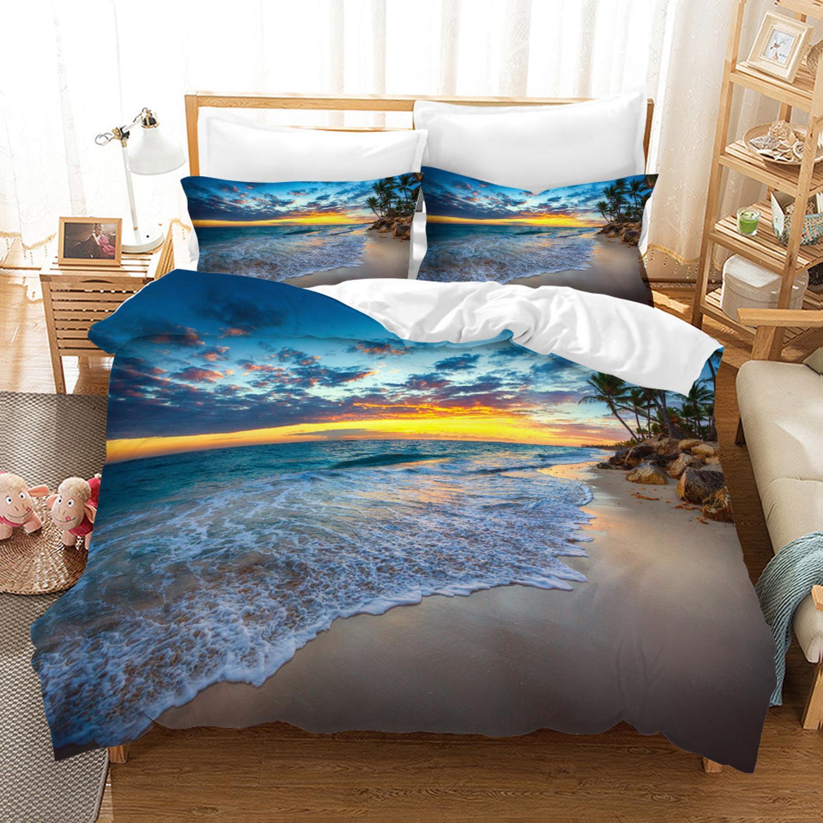 3D Blue Sea Beach Landscape Quilt Cover Set Bedding Set Pillowcases 173 ...
