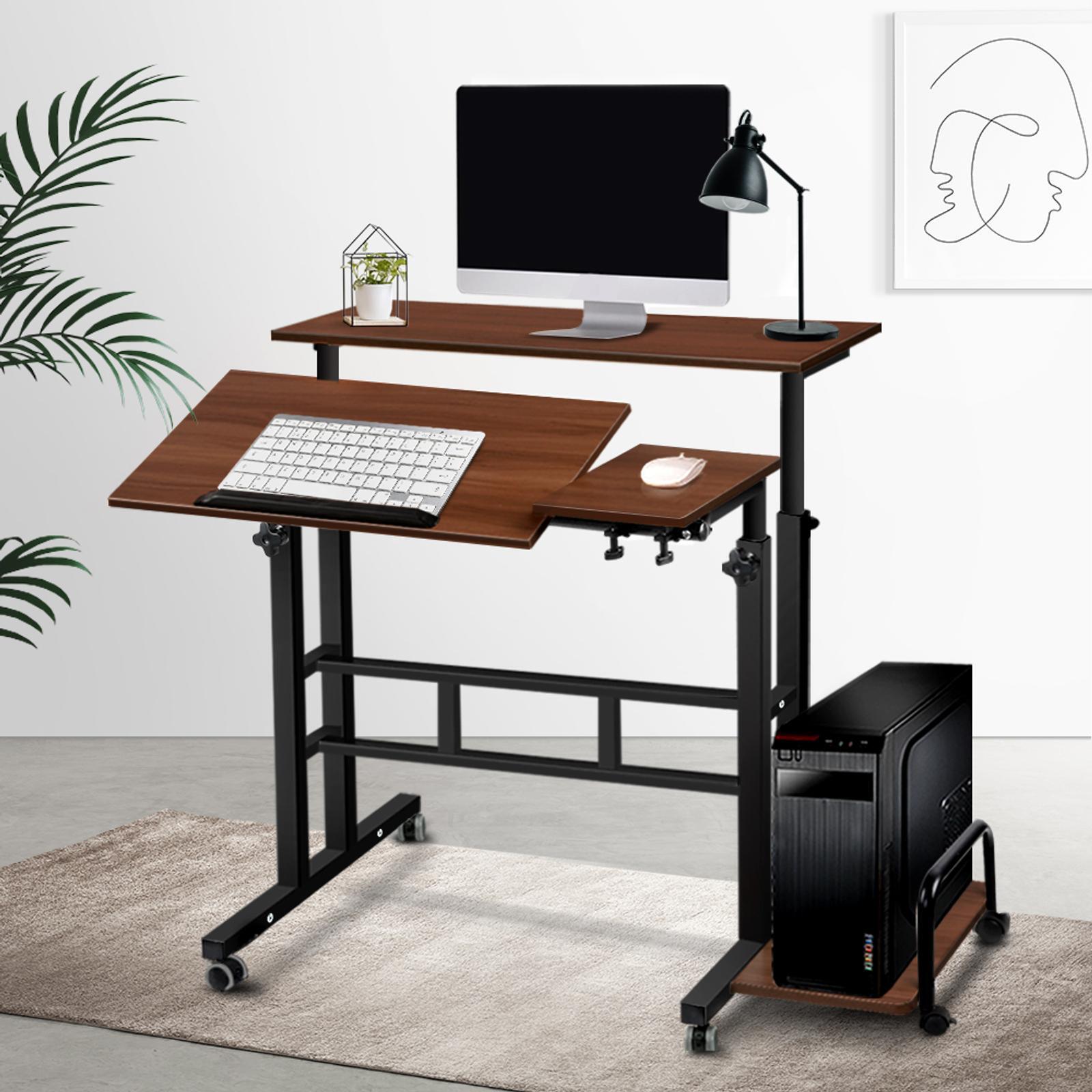 Artiss Twin Laptop Table Desk Dark Wood Bunnings Australia